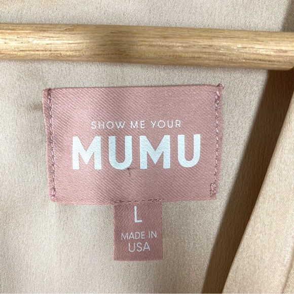 Show Me Your Mumu Rome Twist Gown Large Champagne Luxe Satin Maxi Dress - Picture 16 of 16